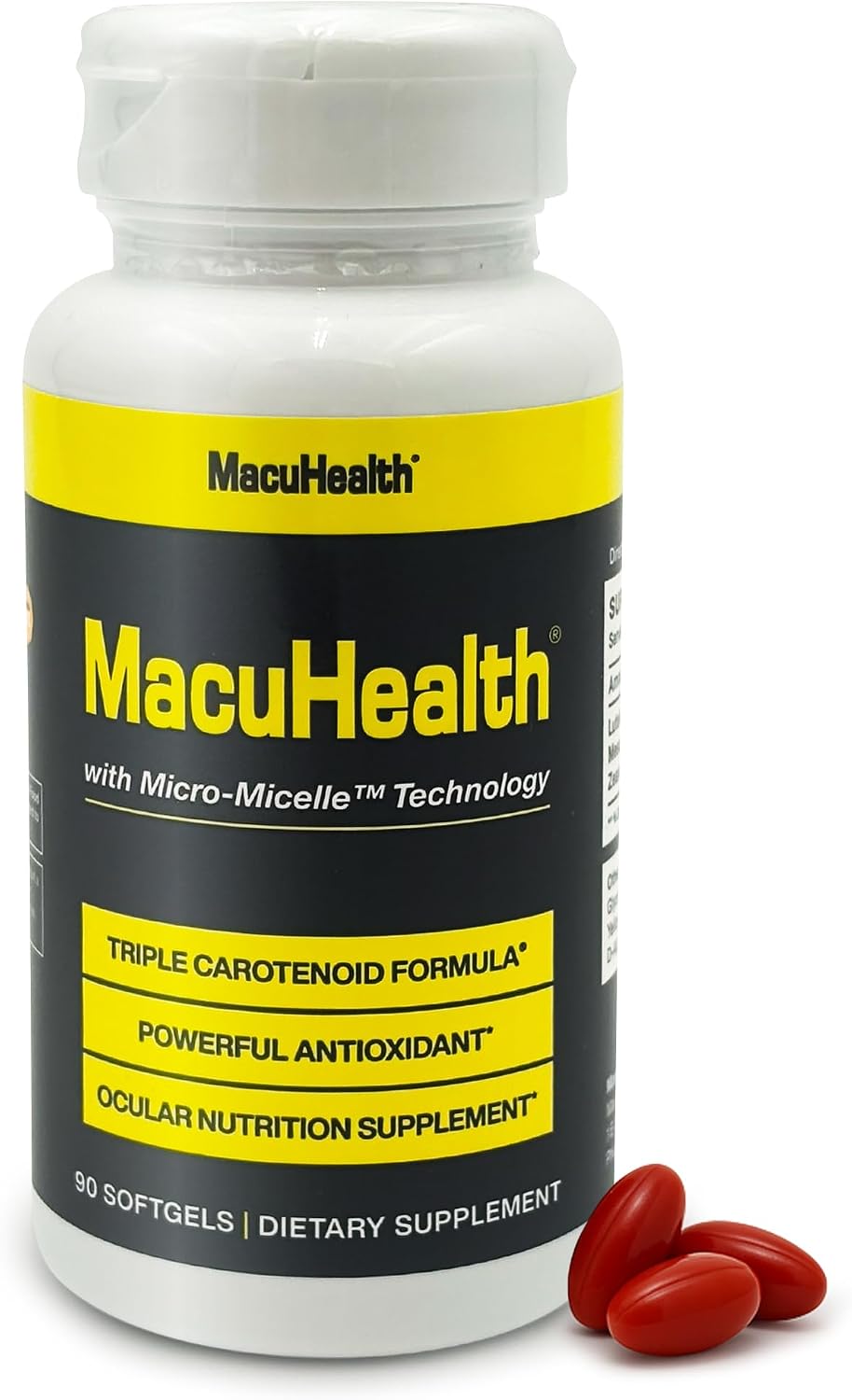 MacuHealth Triple Carotenoid Formula - Eye Vitamins for Adults - 90 Softgels, 3 Month Supply - Advanced Eye Support & Health Eye Formula