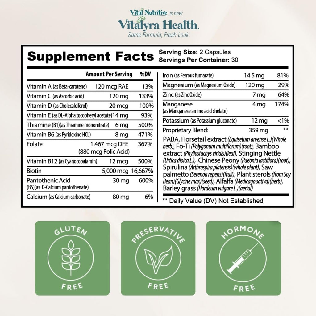 Vitalyra Biotin & B-Complex Hair Vitamins - Hair, Skin & Nails Supplement