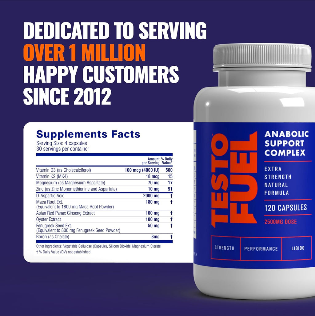 ROAR AMBITION TestoFuel 120 T-Booster Pills - Test Booster for Men - 100% Natural Ingredients - Contributes to Normal Testosterone Levels & Muscle - Vitamin, Fenugreek & Magnesium Booster